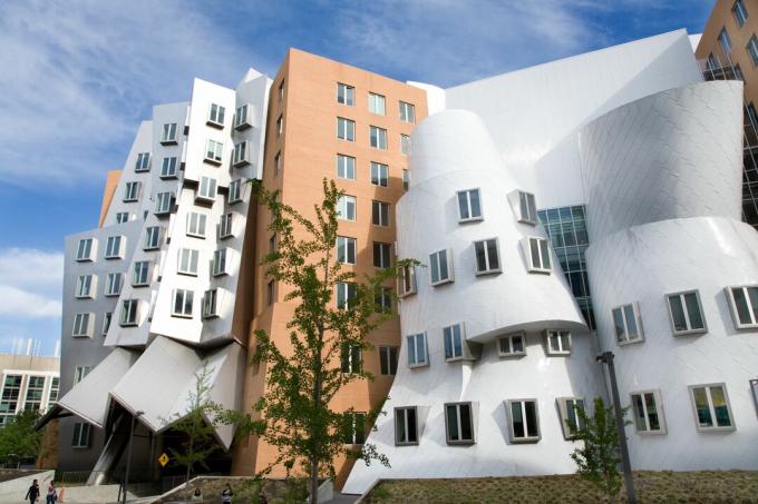 Το Κέντρο Ray και Μαρία Στάτα, σχεδιασμένο από τον Frank Gehry, είναι ένα περίεργο κούμπωμα από κτερίσματα. Το Κέντρο στεγάζει τρία τμήματα