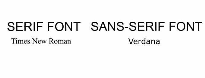 serif και sans serif γραμματοσειρά παραδείγματα