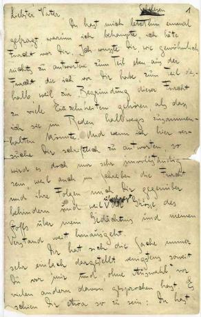 Πρώτη σελίδα του «Επιστολή στον Πατέρα του» της Κάφκα.