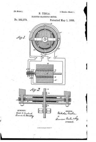 Το δίπλωμα ευρεσιτεχνίας του Nikola Tesla για τον ηλεκτρομαγνητικό κινητήρα, 1888