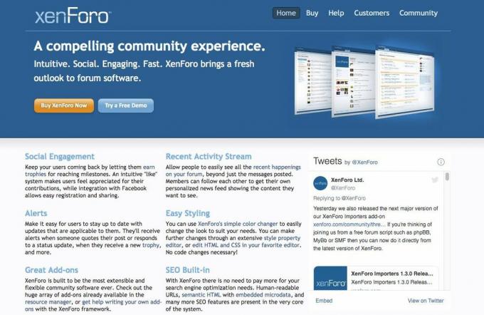 Στιγμιότυπο οθόνης του εργαλείου φόρουμ XenForo για ιστολόγια και ιστότοπους