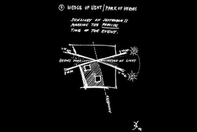 Daniel Libeskind Σκίτσο της Σφήνας του Φωτός / Πάρκο Ηρώων από τον Δεκέμβριο του 2002 Παρουσίαση διαφανειών