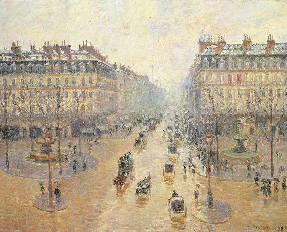 Avenue de L'Opéra. Snow Effect. Πρωί, από τον Pissarro Camille, 19ος αιώνας, 1898, λάδι σε καμβά, cm 65 x 82