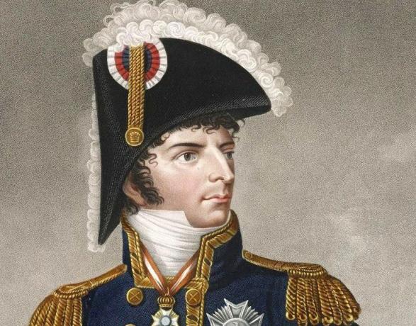Χαρακτική του στρατιώτη Jean Bernadotte σε στολή.