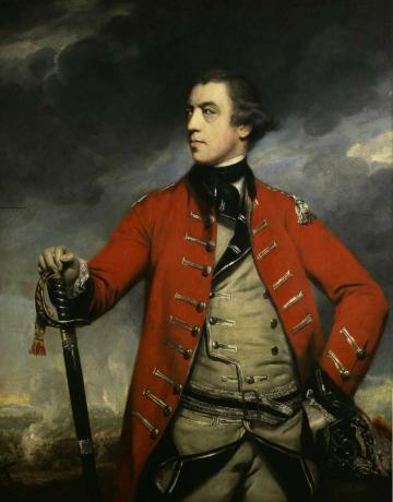 John Burgoyne σε κόκκινη στολή του βρετανικού στρατού.