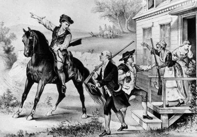1774: Συγκέντρωση μικρών στρατιωτών - αποικιακή πολιτοφυλακή της Νέας Αγγλίας που ήταν έτοιμοι να πολεμήσουν τους Βρετανούς αμέσως.