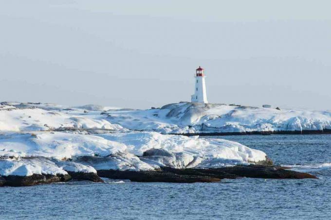 Φάρος στη Nova Scotia, όπου η θαλάσσια πολική ατμόσφαιρα σχηματίζεται πάνω από τους ωκεανούς σε μεγάλα γεωγραφικά πλάτη