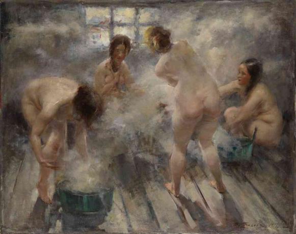 Σε μια ρώσικη Μπάνια, 1916. Καλλιτέχνης: Tikhov, Vitali Gavrilovich