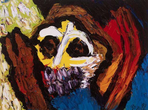 Πολύχρωμη ζωγραφική μάσκας από τον Karel Appel