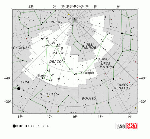 Το διάγραμμα IAU για τον αστερισμό Draco.